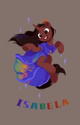 Size: 773x1200 | Tagged: safe, artist:drtuo4, species:pony, species:unicorn, clothing, crossover, disney, dress, encanto, flower, flower in hair, isabela madrigal, ponified, sparkles, species swap