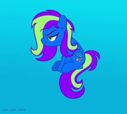 Size: 5127x4645 | Tagged: safe, artist:s-class-destroyer, base used, oc, oc:novastar blaze, species:pegasus, species:pony, angry, blue background, remastered, scrunchy face, simple background, sitting