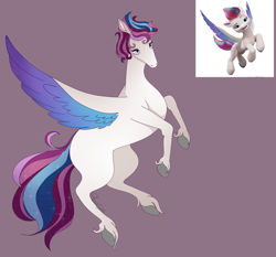 Size: 1280x1194 | Tagged: safe, artist:ghostcrypte, character:zipp storm, species:pegasus, species:pony, g5, my little pony: a new generation, colored hooves, colored wings, female, hooves, mare, multicolored wings, part of a set, signature, simple background, solo, spread wings, three quarter view, two toned wings, unshorn fetlocks, wings