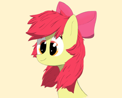 Size: 1314x1052 | Tagged: safe, artist:_rynn, character:apple bloom, species:earth pony, species:pony, g4, adorabloom, apple bloom's bow, apple family member, bow, bust, cute, eyelashes, eyes open, female, filly, hair bow, portrait, shadows, simple background, smiling, solo, young