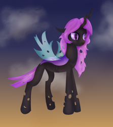 Size: 1066x1195 | Tagged: safe, artist:moonlightrift, oc, oc:psithyra, species:changeling, solo