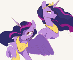 Size: 3841x3159 | Tagged: safe, artist:cadillacdynamite, artist:egil_art, character:twilight sparkle, character:twilight sparkle (alicorn), species:alicorn, species:pony, episode:it's about time, episode:the last problem, g4, my little pony: friendship is magic, beige background, clothing, cream background, crown, female, future twilight, hoof shoes, jewelry, necklace, older, older twilight, peytral, princess twilight 2.0, profile, raised hoof, regalia, shoes, simple background, sketch, wings