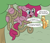 Size: 2000x1709 | Tagged: safe, artist:doodledonut, character:applejack, character:pinkie pie, species:earth pony, species:pony, g4, bondage, dialogue, female, lasso, mare, open mouth, open smile, rope, smiling, speech bubble, tangled up, text, tree