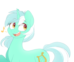 Size: 3000x2500 | Tagged: safe, artist:higgly-chan, character:lyra heartstrings, species:pony, species:unicorn, g4, aside glance, cute, eyebrows, eyebrows visible through hair, female, looking sideways, lyrabetes, mare, music notes, open mouth, simple background, solo, three quarter view, white background