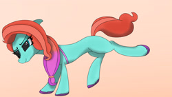 Size: 3840x2160 | Tagged: safe, artist:straighttothepointstudio, character:jazz hooves, species:earth pony, species:pony, g5, my little pony: make your mark, my little pony: tell your tale, blue eyes, determined, female, hair tie, mare, simple background, smiling, solo