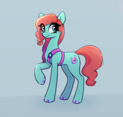 Size: 1950x1860 | Tagged: safe, artist:_alixxie_, character:jazz hooves, species:earth pony, species:pony, g5, eye clipping through hair, female, hoof polish, mare, raised hoof, simple background, solo