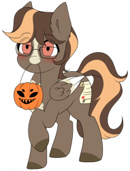 Size: 1920x2514 | Tagged: safe, artist:torihime, oc, oc only, oc:love letter (masque), species:pegasus, species:pony, halloween, holiday, jack-o-lantern, looking at you, one leg raised, pumpkin