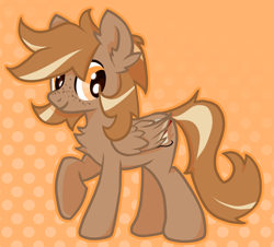 Size: 2427x2196 | Tagged: safe, artist:foxtrnal, oc, oc only, oc:amber wings, oc:max, species:pegasus, species:pony, g4, abstract background, chest fluff, ear fluff, fluffy, freckles, male, outline, pegasus oc, raised hoof, reddit, simple background, solo, stallion, three quarter view