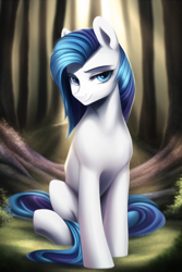 Size: 512x768 | Tagged: safe, ai model:stable diffusion, machine learning generated, oc, oc only, unnamed oc, species:pony, forest, sitting