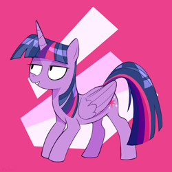 Size: 4000x4000 | Tagged: safe, artist:lentin, character:twilight sparkle, character:twilight sparkle (alicorn), species:alicorn, species:pony, g4, abstract background, black outlines, female, mare, smiling, solo, three quarter view