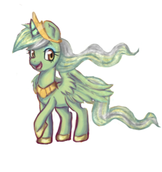 Size: 594x631 | Tagged: dead source, safe, artist:princessoftomatoes, character:lyra heartstrings, species:alicorn, species:pony, g4, alicornified, clothing, crown, cute, female, hoof shoes, jewelry, looking sideways, lyrabetes, lyracorn, mare, necklace, open mouth, open smile, peytral, princess, race swap, regalia, shoes, simple background, smiling, solo, tiara, white background