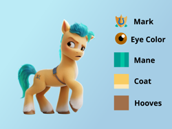 Size: 2000x1500 | Tagged: safe, artist:briarlight, derpibooru original, part of a set, character:hitch trailblazer, species:earth pony, species:pony, g5, blaze (coat marking), color palette, cutie mark, male, reference sheet, solo, stallion