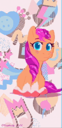 Size: 670x1368 | Tagged: safe, artist:frank3dz, character:hitch trailblazer, character:izzy moonbow, character:pipp petals, character:sprout, character:sunny starscout, character:zipp storm, species:earth pony, species:pegasus, species:pony, species:unicorn, g5, my little pony: a new generation, my little pony: make your mark, 2d, abstract background, animated, blaze (coat marking), cute, cutie mark, female, flapping wings, gradient hair, grass land, male, mane g5, mare, misty, multicolored hair, music, pipp wings, sitting and dancing, sound, stallion, super mario bros. 3, webm, wings