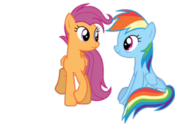 Size: 780x553 | Tagged: safe, artist:sasha-flyer, character:rainbow dash, character:scootaloo, species:pegasus, species:pony, g4, animated, animated png, cute, cutealoo, dashabetes, digital art, female, mare, nose wrinkle, older, older rainbow dash, older scootaloo, simple background, transparent background, vector, wholesome