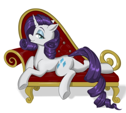 Size: 1280x1148 | Tagged: safe, artist:dstears, derpibooru original, edit, character:rarity, species:pony, species:unicorn, g4, color edit, colored, couch, cute, dock, editor needed, female, lidded eyes, looking at you, lying down, mare, profile, prone, raribetes, simple background, solo, tail, transparent background