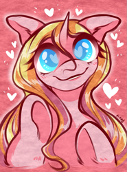 Size: 799x1080 | Tagged: safe, artist:marsel1nushka, character:rarity (g3), species:pony, species:unicorn, g3, cute, female, heart, heart eyes, mare, pink background, signature, simple background, solo, wingding eyes