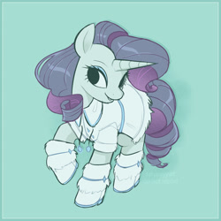 Size: 2048x2048 | Tagged: safe, artist:syrupyyy, character:rarity, species:pony, species:unicorn, g4, clothing, female, green background, simple background, solo