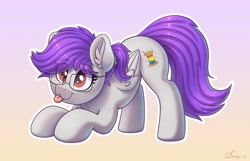 Size: 3859x2480 | Tagged: safe, artist:dandy, oc, oc only, species:pegasus, species:pony, blep, cutie mark, ear fluff, eye clipping through hair, eyebrows, eyebrows visible through hair, face down ass up, folded wings, freckles, glasses, gradient background, simple background, solo, tail, tongue out, wings, ych result