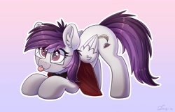 Size: 3859x2480 | Tagged: safe, artist:dandy, oc, oc only, species:pegasus, species:pony, blep, cutie mark, ear fluff, eye clipping through hair, eyebrows, eyebrows visible through hair, face down ass up, folded wings, glasses, gradient background, simple background, solo, tail, tongue out, wings, ych result