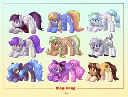 Size: 4096x3110 | Tagged: safe, artist:dandy, oc, oc only, oc:lillybit, oc:sylvia evergreen, species:bat pony, species:deer, species:earth pony, species:pegasus, species:pony, species:unicorn, bat wings, blep, bow, clothing, collage, cute, cutie mark, ear fluff, face down ass up, female, hair bow, headphones, headset, mare, microphone, ocbetes, scarf, simple background, smiling, socks, striped socks, tongue out, wings, ych result