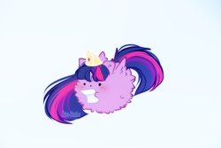 Size: 1750x1166 | Tagged: safe, artist:krissstudios, character:twilight sparkle, character:twilight sparkle (alicorn), species:alicorn, species:pony, chubbie, g4, beady eyes, blushing, chibi, crown, cute, female, fluffy, jewelry, mare, regalia, signature, simple background, solo, twiabetes, white background