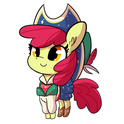 Size: 2250x2250 | Tagged: safe, artist:tjpones, character:apple bloom, species:earth pony, species:pony, episode:on your marks, g4, my little pony: friendship is magic, adorable face, adorabloom, apple family member, boots, chibi, clothing, cowboy boots, cowboy hat, cowgirl, cowgirl outfit, cute, female, filly, hat, lederhosen, shoes, simple background, skirt, solo, three quarter view, transparent background, white background, young