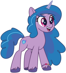 Size: 1024x1142 | Tagged: safe, artist:emeraldblast63, character:izzy moonbow, species:pony, species:unicorn, g5, 2d, bracelet, colored hooves, cute, female, g5.5, gradient hair, hooves, izzybetes, jewelry, mare, multicolored hair, open mouth, open smile, simple background, smiling, solo, three quarter view, transparent background, unshorn fetlocks