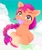 Size: 2203x2638 | Tagged: safe, artist:saphypone, character:sunny starscout, species:earth pony, species:pony, g5, my little pony: a new generation, braid, coat markings, colored eyebrows, colored hooves, cute, eyebrows, female, heart eyes, holding, hooves, mare, mouth hold, open mouth, signature, socks (coat marking), solo, sunnybetes, three quarter view, unshorn fetlocks, wingding eyes