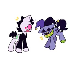 Size: 1259x1072 | Tagged: safe, artist:julie-ghouls, species:earth pony, species:pony, species:unicorn, crossover, deltarune, jevil, ponified, spamton, spamton g. spamton, species swap