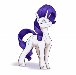 Size: 2610x2546 | Tagged: safe, artist:aquaticvibes, character:rarity, species:pony, species:unicorn, g4, cutie mark, eyebrows, eyelashes, eyes closed, female, horn, mare, simple background, smiling, solo, white background