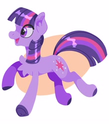 Size: 3500x4000 | Tagged: safe, artist:pastacrylic, character:twilight sparkle, species:earth pony, species:pony, g4, chest fluff, colored hooves, earth pony twilight, eye clipping through hair, female, hooves, mare, open mouth, open smile, profile, race swap, simple background, smiling, solo, white background
