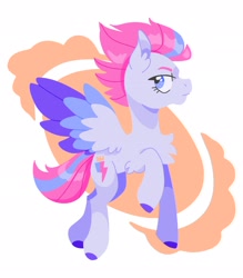 Size: 1792x2048 | Tagged: safe, artist:pastacrylic, character:zipp storm, species:pegasus, species:pony, g5, chest fluff, colored eyebrows, colored hooves, colored wings, eyebrows, female, hooves, looking back, mare, multicolored wings, profile, simple background, solo, spread wings, white background, wings