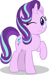 Size: 4826x7318 | Tagged: safe, artist:duskyzombie, character:starlight glimmer, species:pony, species:unicorn, g4, my little pony: the movie (2017), animated, cute, digital art, female, glimmerbetes, looking at you, mare, movie accurate, one eye closed, raised hoof, simple background, smiling, solo, starlight glimmer day, style emulation, three quarter view, transparent background, vector, wink, winking at you