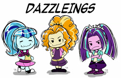 Size: 1280x823 | Tagged: safe, artist:the-park, character:adagio dazzle, character:aria blaze, character:sonata dusk, g4, my little pony:equestria girls, dazzling, peanuts, simple background, trio