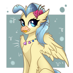 Size: 3000x3000 | Tagged: dead source, safe, artist:colirosablitz, character:princess skystar, species:classical hippogriff, species:hippogriff, g4, my little pony: the movie (2017), blep, cute, featured on derpibooru, female, jewelry, looking at you, necklace, seashell necklace, silly, simple background, skyabetes, solo, spread wings, sweet dreams fuel, three quarter view, tongue out, transparent background, wings