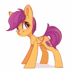 Size: 623x620 | Tagged: safe, artist:melodylibris, character:scootaloo, species:pegasus, species:pony, g4, cute, cutealoo, female, filly, foal, looking sideways, simple background, solo, three quarter view, white background, young