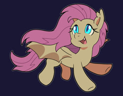 Size: 1600x1250 | Tagged: safe, anonymous artist, character:flutterbat, character:fluttershy, species:bat pony, species:pony, g4, bat ponified, bat wings, black background, cute, drawthread, female, mare, open mouth, open smile, race swap, request, requested art, shyabetes, simple background, smiling, solo, spread wings, wings