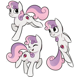 Size: 2625x2624 | Tagged: safe, artist:pointdelta, character:sweetie belle, species:pony, species:unicorn, g4, cute, diasweetes, female, filly, foal, grin, high res, multeity, open mouth, open smile, simple background, smiling, sticker, sticker set, white background, young