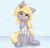 Size: 1500x1431 | Tagged: safe, artist:inkypuso, character:derpy hooves, species:pegasus, species:pony, g4, alternate hairstyle, blep, blushing, bubble, clothing, colored eyebrows, cute, derpabetes, ear down, eyebrows, eyebrows visible through hair, female, hair accessory, mare, one ear down, shirt, shirt pull, signature, simple background, sitting, solo, t-shirt, tongue out