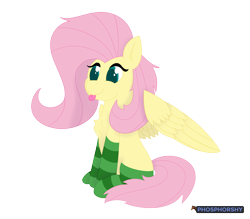 Size: 6109x5345 | Tagged: safe, artist:phosphorshy, character:fluttershy, species:pegasus, species:pony, g4, blep, chest fluff, clothing, cute, dawwww, ear fluff, shyabetes, simple background, sitting, socks, solo, spread wings, striped socks, tongue out, transparent background, wings
