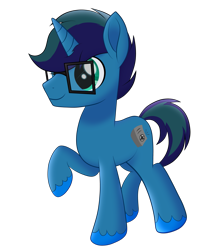 Size: 3559x4087 | Tagged: safe, artist:stellar eclipse, oc, oc only, species:pony, species:unicorn, g4, my little pony: the movie (2017), colored hooves, cute, glasses, hair over one eye, hooves, movie accurate, ocbetes, raised hoof, simple background, smiling, solo, style emulation, three quarter view, transparent background, unicorn oc, unshorn fetlocks
