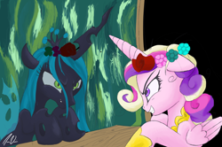 Size: 2000x1326 | Tagged: safe, artist:epic-panda17, character:princess cadance, character:queen chrysalis, species:alicorn, species:changeling, species:pony, episode:a canterlot wedding, g4, my little pony: friendship is magic, 2012, changeling queen, fake cadance, female, profile, this day aria, three quarter view