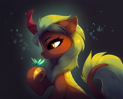 Size: 3810x3048 | Tagged: safe, artist:magnaluna, character:cinder glow, character:summer flare, species:kirin, g4, cloven hooves, colored hooves, dragonfly, eyebrows, female, hooves, insect, looking down, profile, raised hoof, solo, solo female