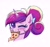 Size: 2377x2245 | Tagged: safe, artist:confetticakez, character:princess cadance, species:alicorn, species:pony, g4, bow, bust, ear fluff, eyebrows, eyelashes, female, food, hair bow, holding, horn, looking at you, mare, mouth hold, one eye closed, peetzer, pizza, ponytail, portrait, simple background, solo, white background