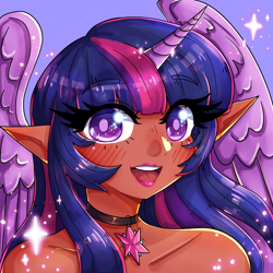 Size: 2048x2048 | Tagged: safe, artist:midoriya_shouto, character:twilight sparkle, species:human, g4, choker, cute, digital art, horn, horned humanization, humanized, jewelry, necklace, solo, species swap, winged humanization, wings