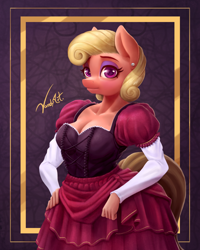 Size: 2480x3100 | Tagged: safe, artist:vandyart, oc, oc only, species:anthro, species:earth pony, g5, my little pony: a new generation, anthro oc, colored eyebrows, colored pupils, earth pony oc, eyebrows, female, looking at you, mare, princess, solo, three quarter view