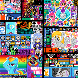 Size: 800x800 | Tagged: safe, editor:wcctnoam, manebooru spotlight, character:applejack, character:derpy hooves, character:discord, character:fluttershy, character:octavia melody, character:pinkie pie, character:rainbow dash, character:rarity, character:trixie, character:twilight sparkle, species:draconequus, g4, g5, among us, cape, clothing, creeper, crossover, doctor who, earth pony crystal, equestrian flag, eye of horus, gameboy, hat, jurassic park, mane g5, mane six, minecraft, nintendo, pegasus crystal, perry the platypus, pokémon, qr code, r/place, r/place 2022, salute, scrunchy face, stardew valley, subnautica, sylveon, tardis, the ride never ends, trans trixie, trixie's cape, trixie's hat, unicorn crystal, unity crystal, video game, wizard hat