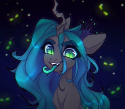 Size: 4000x3500 | Tagged: safe, artist:reterica, character:queen chrysalis, species:changeling, g4, changeling queen, colored eyebrows, eyebrows, female, glowing eyes, looking at you, solo, tongue out