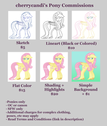 Size: 6000x7000 | Tagged: safe, artist:cherrycandi, character:fluttershy, species:pegasus, species:pony, g4, advertisement, commission info, female