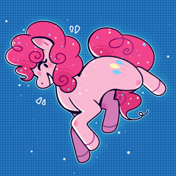 Size: 1700x1700 | Tagged: safe, artist:budipudi, character:pinkie pie, species:earth pony, species:pony, g4, blue background, cute, diapinkes, female, mare, profile, simple background, smiling, solo